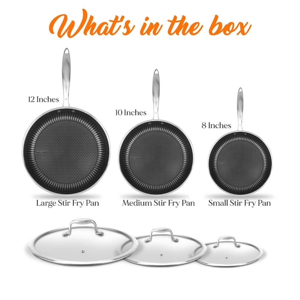 Nutrichef 3Pcs Triply S.Steel Fry Pan Set - NC3PFRY3