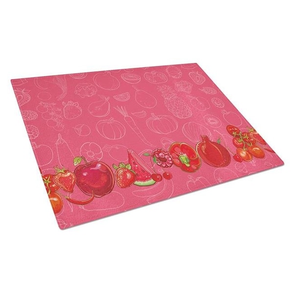 Carolines Treasures Carolines Treasures BB5133LCB Fruits & Vegetables in Red Glass Cutting Board; Large - BB5133LCB