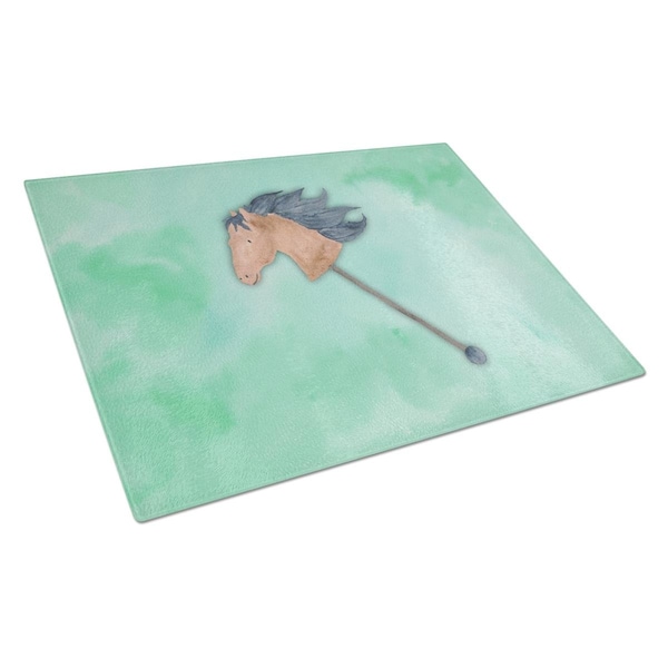 Carolines Treasures Stick Horse Watercolor Glass Cutting Board Large - BB7366LCB