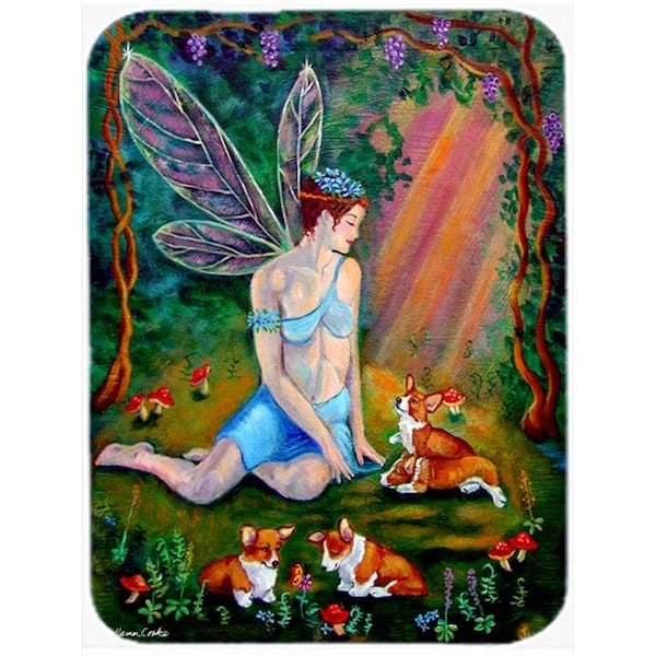 Carolines Treasures Carolines Treasures 7295LCB Fairy In The Woods With Her Corgis Glass Cutting Board; Large - 7295LCB
