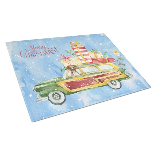 Carolines Treasures Merry Christmas Boxer Glass Cutting Board Large - CK2399LCB