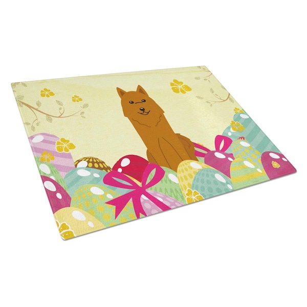 Carolines Treasures Easter Eggs Karelian Bear Dog Glass Cutting Board Large - BB6022LCB
