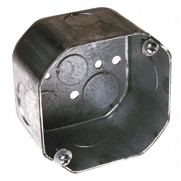 Raco Electrical Box, 21.5 cu in, Octagon Box Type, 2 Gangs, Galvanized Steel, Octagon Shape - 167