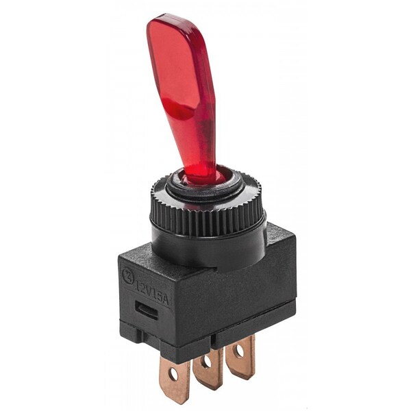 Interruptor de balancín marino Whitecap Ind de 12 voltios; 15 amperios; palanca; iluminado; latón / baquelita; sin cubierta de seguridad - S-8087C