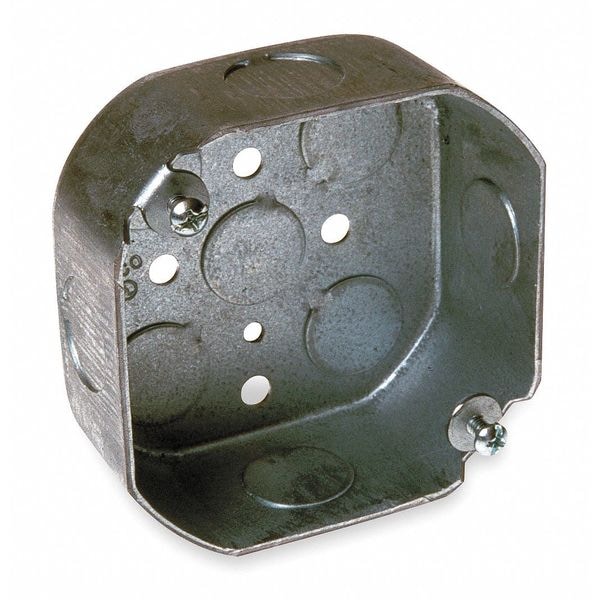 Raco Electrical Box, 15.5 cu in, Octagon Box Type, 2 Gangs, Steel, Octagon Shape - 125