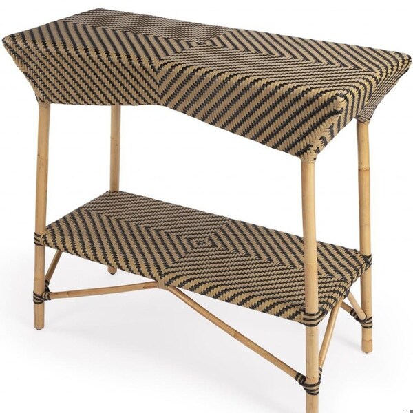 Homeroots 34 x 38 x 16.5 in. Brown & Beige Rattan Bar Cart - 388949