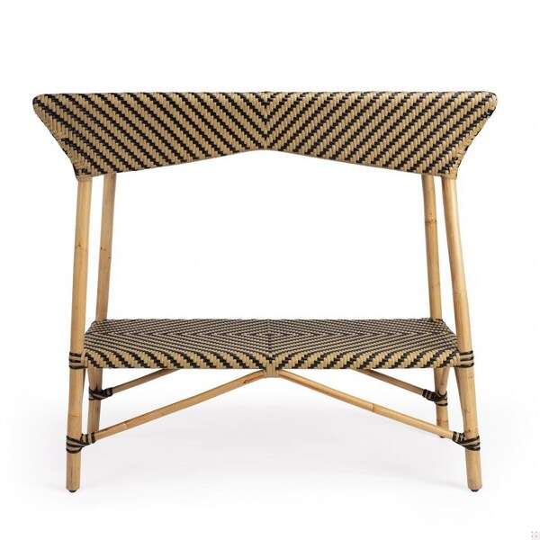 Homeroots 34 x 38 x 16.5 in. Brown & Beige Rattan Bar Cart - 388949