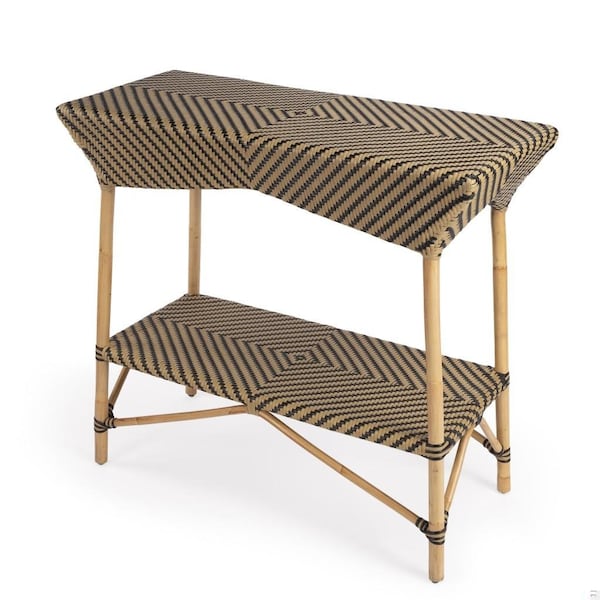 Homeroots 34 x 38 x 16.5 in. Brown & Beige Rattan Bar Cart - 388949