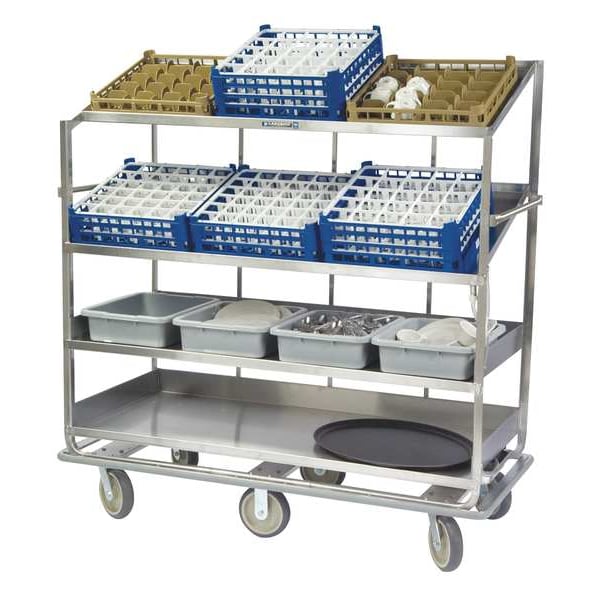 Lakeside Glass Rack/Dish Sorting Cart; 2 Flat, 2 Angled 28"x62" Shelves - B588