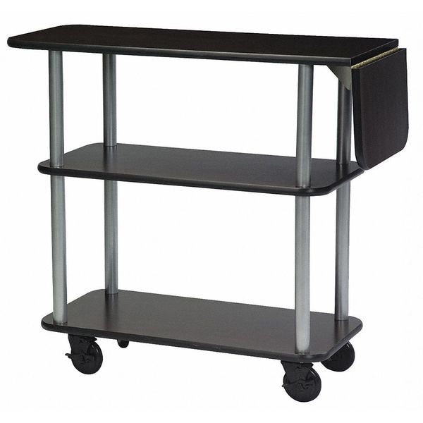 Geneva Service Cart, (3) Rectangular Shelves w/Drop Leaf-Mahogany Laminate - 36102-11
