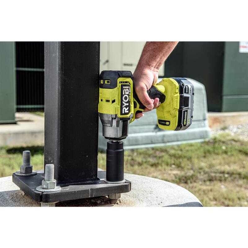 RYOBI ONE+ HP 18V Llave de impacto inalámbrica sin escobillas de 4 modos de 1/2 pulgadas con kit de batería de iones de litio de alto rendimiento de 4.0 Ah y cargador - P262K1