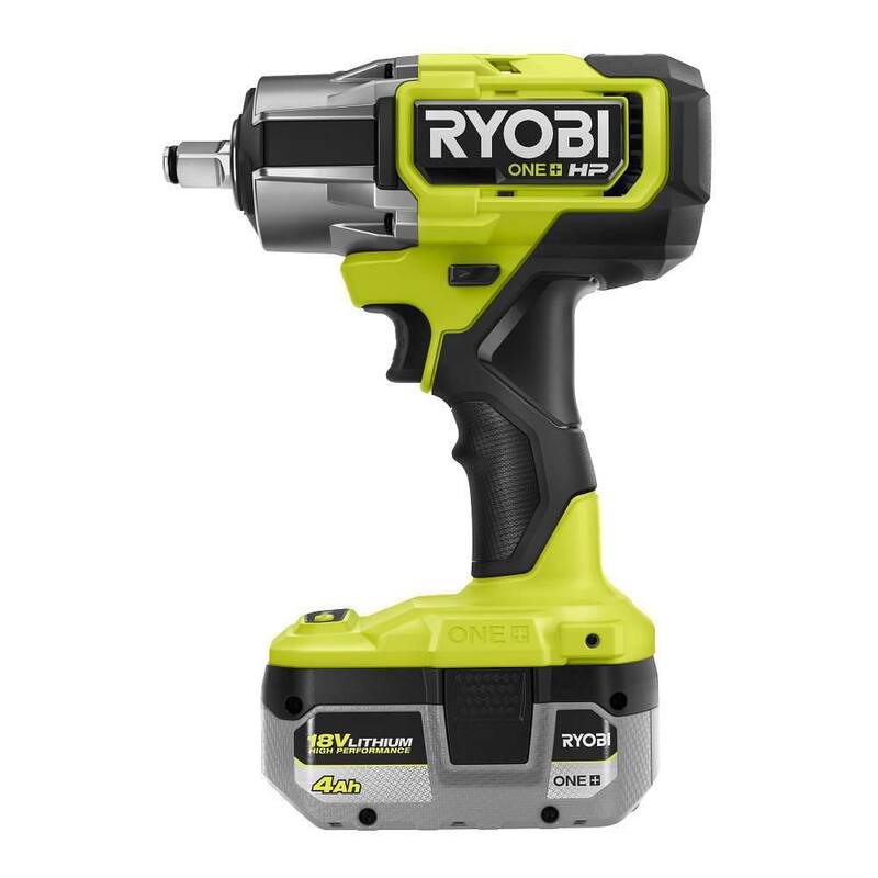 RYOBI ONE+ HP 18V Llave de impacto inalámbrica sin escobillas de 4 modos de 1/2 pulgadas con kit de batería de iones de litio de alto rendimiento de 4.0 Ah y cargador - P262K1
