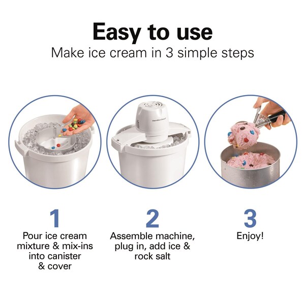 Hamilton Beach White 4 qt Ice Cream Maker 15.3 in. H X 12.5 in. W X 11.1 in. L - 68330N