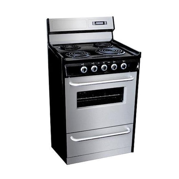Summit Appliances Summit Appliances TEM230BKWY 30 Inch Electric Gas Range With Clock And Timer - Stainless Steel And Black - TEM230BKWY