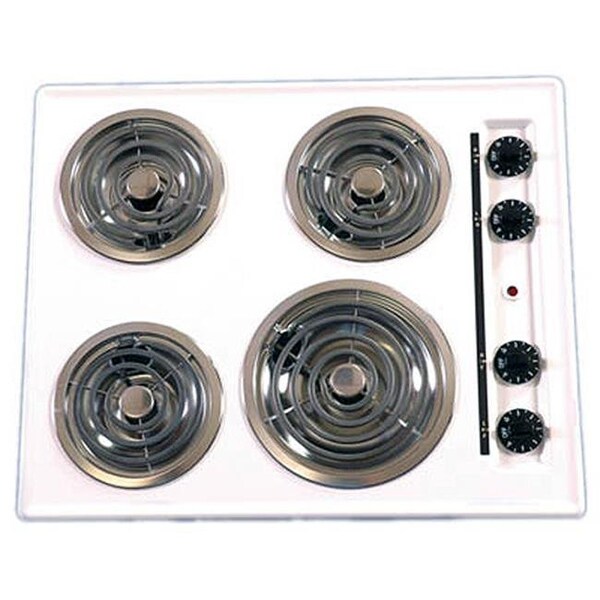 Brown Brown WEL03 24in Electric Cooktop Coil Top - White - WEL03