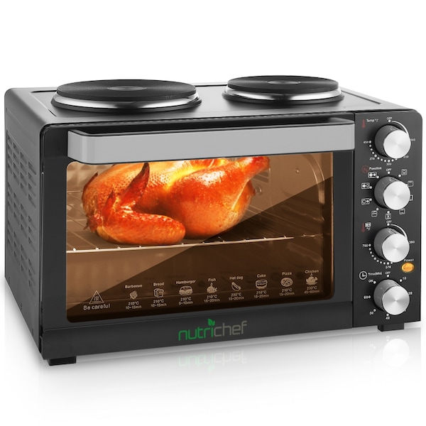Nutrichef Rotisserie Cooker, Dual Hot Plates - PKRTO28
