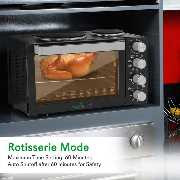 Nutrichef Rotisserie Cooker, Dual Hot Plates - PKRTO28