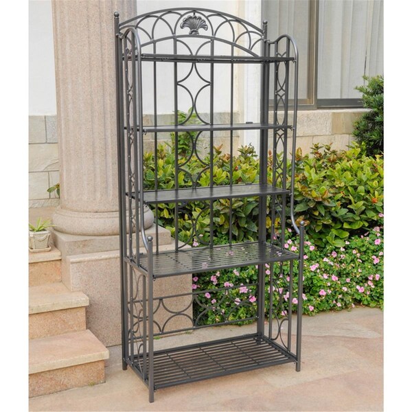 International Caravan 5-Tier Iron Bakers Rack, Pewter - 3441-HD-PW