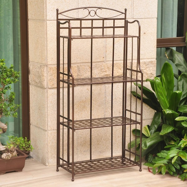 International Caravan Santa Fe Nailhead 4-Tier Bakers Rack, Bronze - 3570-HD-BZ