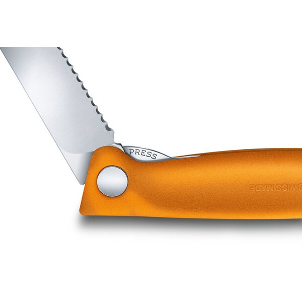 Swiss Army Brands 2024 Victorinox Kitchen Swiss Classic Foldable Paring Knife, Serrated, Orange - VIC-6.7836.F9B