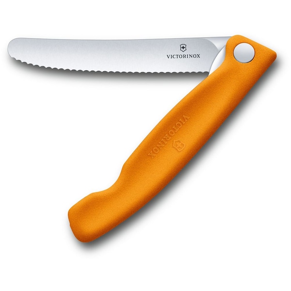 Swiss Army Brands 2024 Victorinox Kitchen Swiss Classic Foldable Paring Knife, Serrated, Orange - VIC-6.7836.F9B