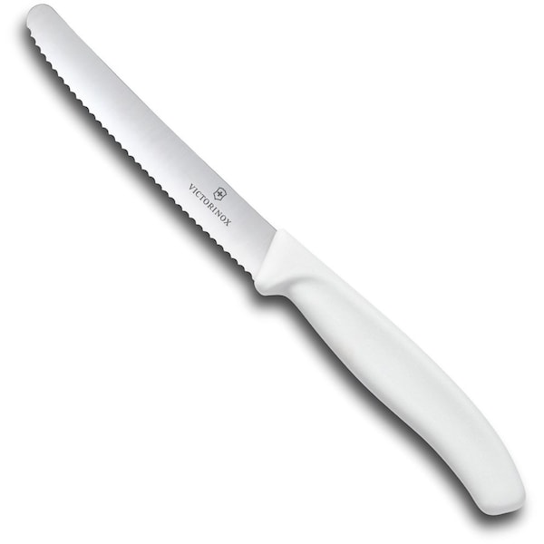 Swiss Army Brands Victorinox Kitchen Steak, 40.5In Round Tip Blade, Serrated Edge, White Polypropylene Handle Bulk - VIC-6.7837