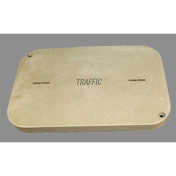 Quazite Underground Enclosure Cover, Traffic Logo, 24 in. W x 35-5/8 in. L, 15000 lb, Polymer Concrete - PG2436HA0044