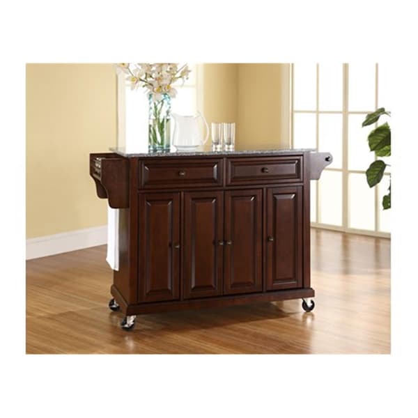 Modern Marketing Concepts Solid Granite Top Kitchen Cart-Island In Vintage Mahogany Finish - KF30003EMA