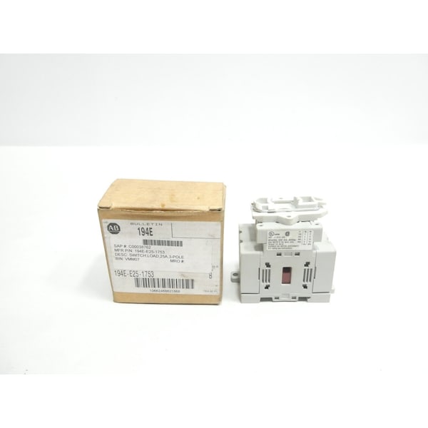 Interruptor de desconexión sin fusibles de 3P 25A 600V-Ac de Allen Bradley - 194E-E25-1753