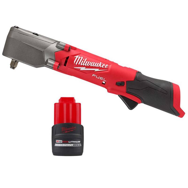 Llave de impacto angular derecha inalámbrica sin escobillas de litio de 12V Milwaukee M12 FUEL 3/8 in. con batería de alto rendimiento de 2.5 Ah - 2564-20-48-11-2425