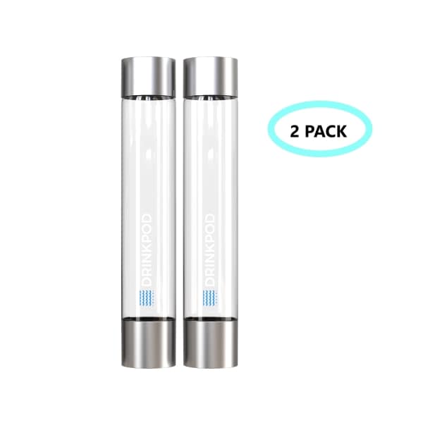Drinkpod Fizzpod Silver 1 Liter Slim Bottle, PK 2 - DPFZBOTTLE-S-2PK