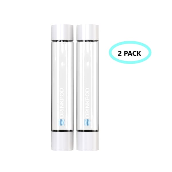 Drinkpod Fizzpod White 1 Liter Slim Bottle, PK 2 - DPFZBOTTLE-W-2PK