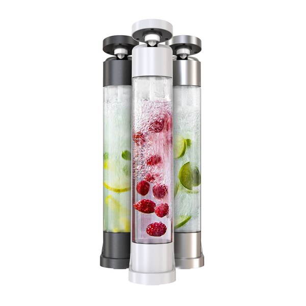 Drinkpod FIZZpod Soda Maker w/CO2 Cylinder- Fizzy Drink Machine w/3 PET Bottles, 3 Caps, 1 Carbonator Cap - DPFZPOD1KW-CO2
