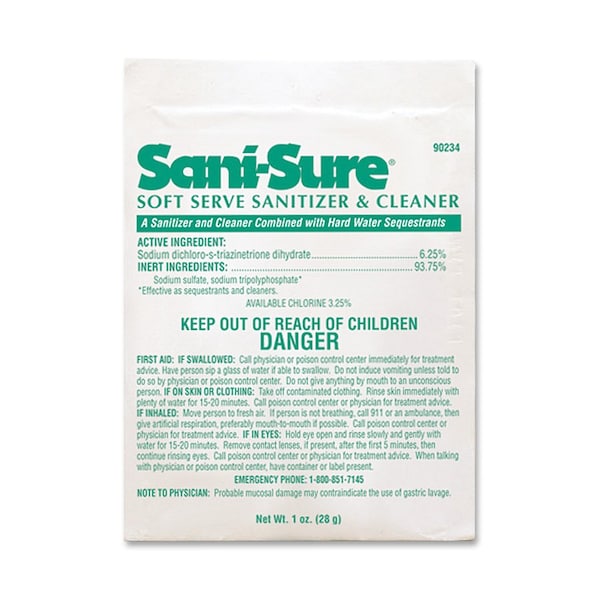Diversey Soft Serve Sanitizer, Powder, 28grams, White, PK 100 - DVO90234