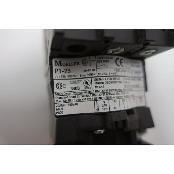 Interruptor de desconexión NO-FUSIBLE Moeller MAIN 20A AMP 600V-AC - P1-25/V/SVB