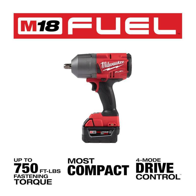 Milwaukee M18 FUEL 18V Llave de Impacto de Alto Torque sin Escobillas Inalámbrica de Iones de Litio de 1/2 in con Kit de Retención de Pasador, Baterías Resistentes - 2766-22R