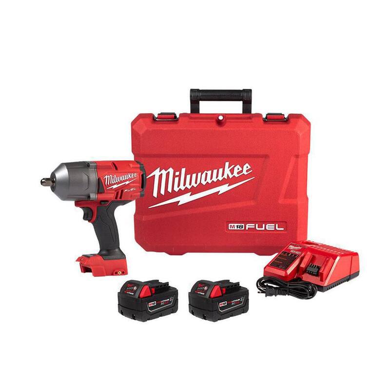 Milwaukee M18 FUEL 18V Llave de Impacto de Alto Torque sin Escobillas Inalámbrica de Iones de Litio de 1/2 in con Kit de Retención de Pasador, Baterías Resistentes - 2766-22R