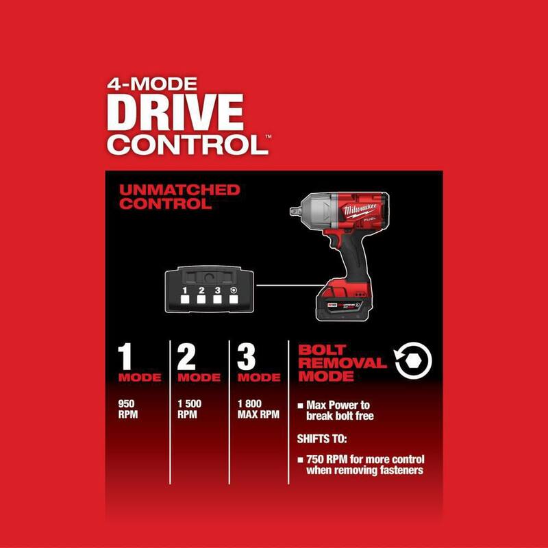 Milwaukee M18 FUEL 18V Llave de Impacto de Alto Torque sin Escobillas Inalámbrica de Iones de Litio de 1/2 in con Kit de Retención de Pasador, Baterías Resistentes - 2766-22R
