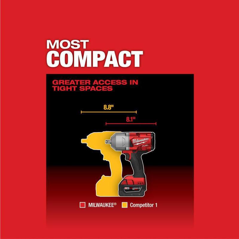Milwaukee M18 FUEL 18V Llave de Impacto de Alto Torque sin Escobillas Inalámbrica de Iones de Litio de 1/2 in con Kit de Retención de Pasador, Baterías Resistentes - 2766-22R