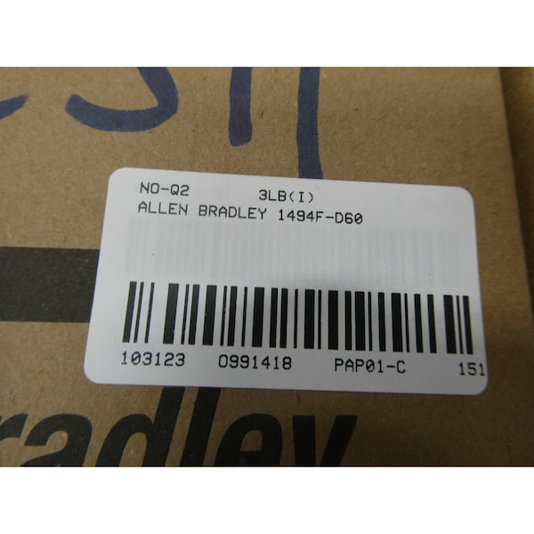 Allen Bradley 3P 60A AMP 600V-AC INTERRUPTOR DE DESCONECTE NO FUSIBLE - 1494F-D60