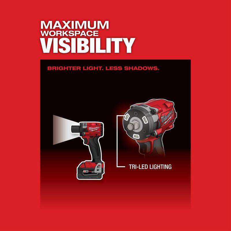 Milwaukee M18 FUEL Llave de Impacto Compacta Inalámbrica sin Escobillas de Litio de 18V con Anillo de Fricción, Kit de Baterías Resistentes - 2855-22R
