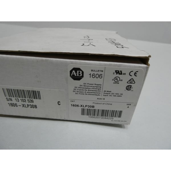 Allen Bradley SER A 100-240V-AC 2.5A AMP 10-12V-DC 30W AC TO DC POWER SUPPLY - 1606-XLP30B
