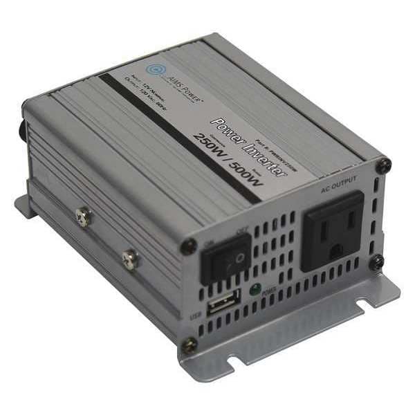 Aims Power Power Inverter, Pure Sine Wave, 500 W Peak, 250 W Continuous, 2 Outlets - PWRINV250W