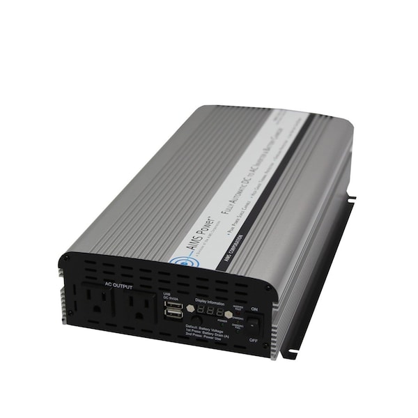 Aims Power Power Inverter and Battery Charger, Modified Sine Wave, 3,000 W Peak, 1,500 W Continuous, 2 Outlets - PWRIC1500W