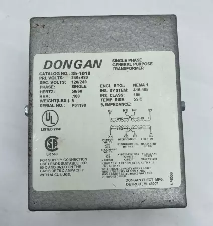 Dongan General Purpose Transformer 35-1010 - MRO INDUSTRIAL