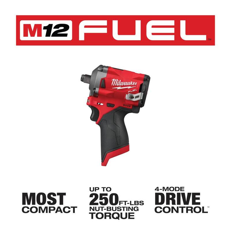 Milwaukee M12 FUEL 12V Llave de impacto inalámbrica compacta sin escobillas de 1/2 pulgadas con batería M12 XC de 4.0Ah y kit de inicio - 2555-20-48-59-2440.