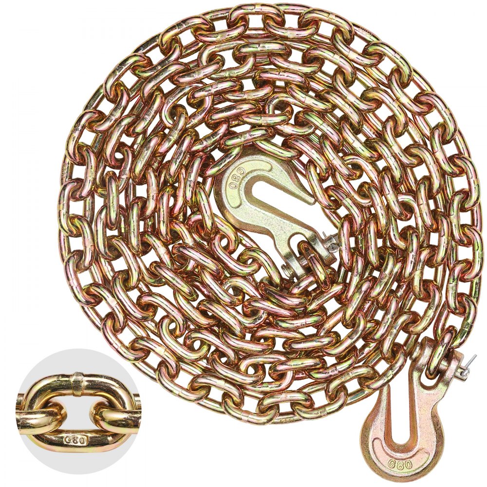 VEVOR Binder Chain G80 Tie Down Tow Chain with Two Hooks 5/16" x 10.3' 4900 lbs - ZGTLSGMGDX1JM940NV0