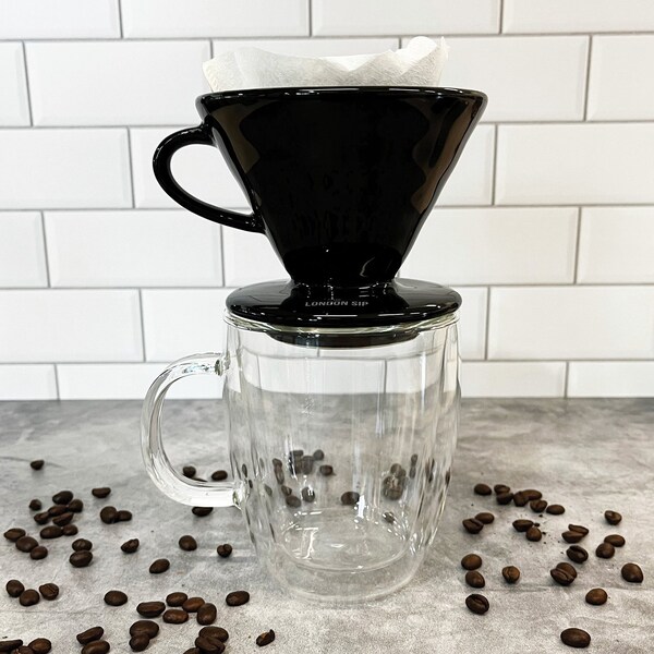 The London Sip Ceramic Coffee Dripper, Black 1 to 4 Cups - CD2-B