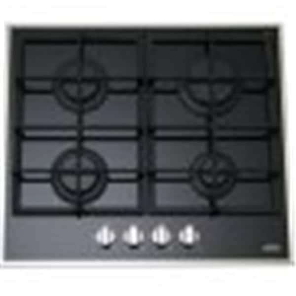 Summit Appliance Summit Appliance GC424BGL 4-burner gas-on-glass cooktop with sealed burners and cast iron grates - GC424BGL