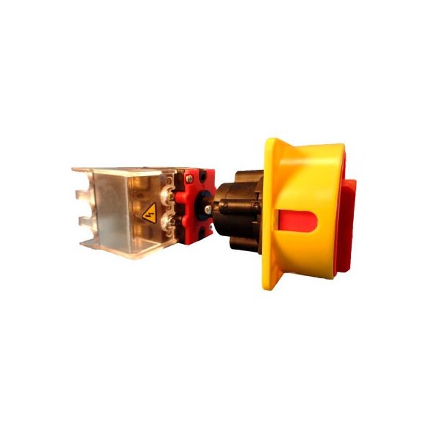 Controles Springer Co Springer Controls/MERZ, 25A, 3 polos, interruptor de desconexión, rojo/amarillo, montaje en riel DIN, acoplamiento, bloqueable - ML1-025-DR3